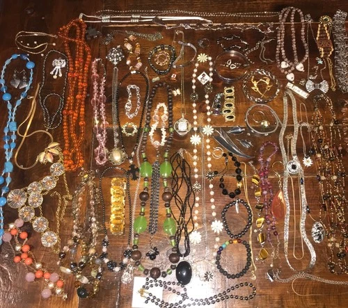 vintage costume jewelry lot Bsk Coro Glass Rhinestone