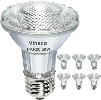 Par20 Bulbs, 6 Pack 120V 50W Par20 Flood Light Bulbs, E26 Medium Base Long