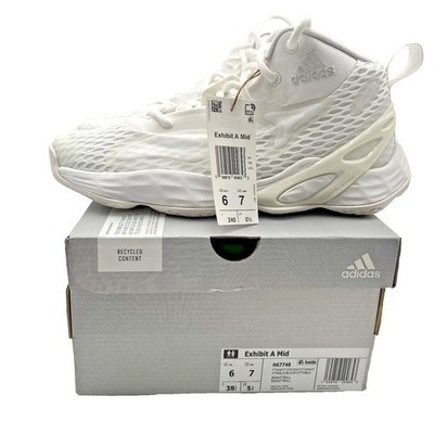 Adidas Exhibit A Mid Basketball Shoes Womens 7 White Crystal Sneakers NEW NIB