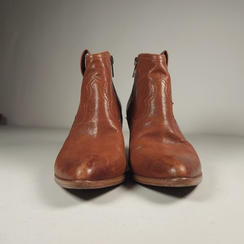 Bottines FRYE Reina cuir cognac marron bout pointu talon taille 7 M - Photo 3/11