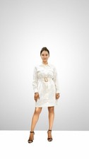 A Shirly Broiderie Anglaise by Mango Size M White Cotton Dress