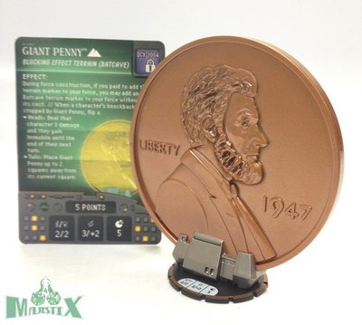 Heroclix Iconix Batcave Vol. 1 set Giant Penny (#DCX-T004) terrain marker w/card