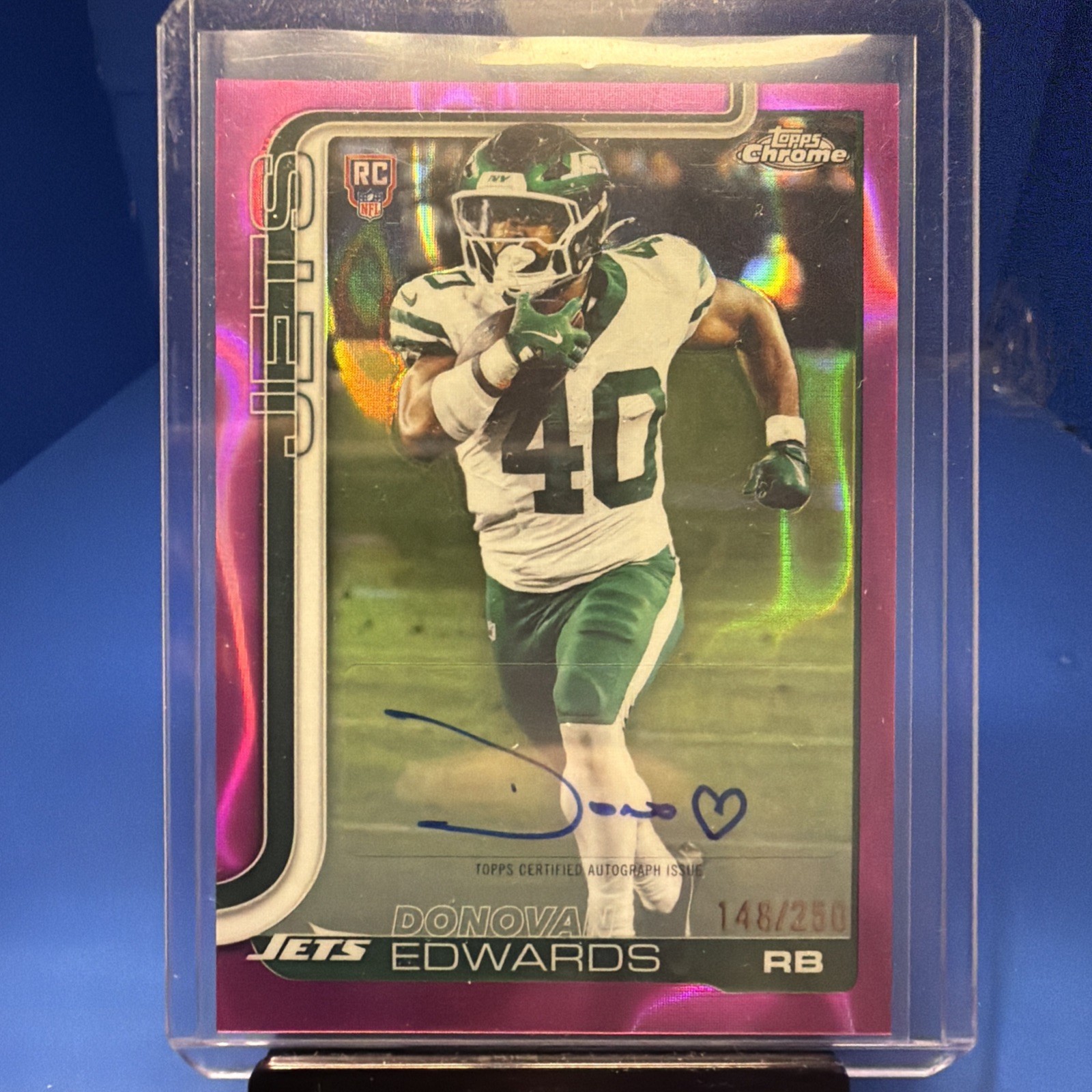 2025 Topps Chrome - Donovan Edwards #RA-DE Pink Lava Refractor /250 (AU, RC)