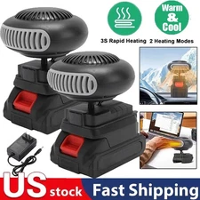 Cordless Space Heater Battery Powered Portable Car Heater Fan W/Battery &Charger