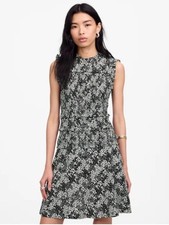 Madewell NWT Smocked Crewneck Mini Dress Floral Size 8 Harper Floral Black White