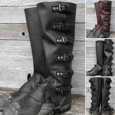 Faux Leather Medieval Gaiters Knight Warrior Armor Boot Covers Spats Christmas