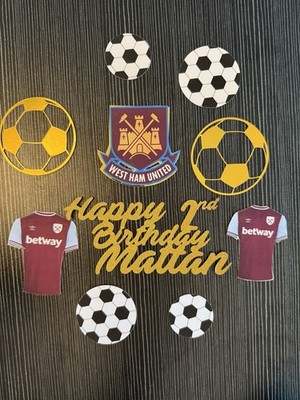 Personalisierte WEST HAM Fußball Geburtstag, Alter, Namenstorte Cupcake Topper