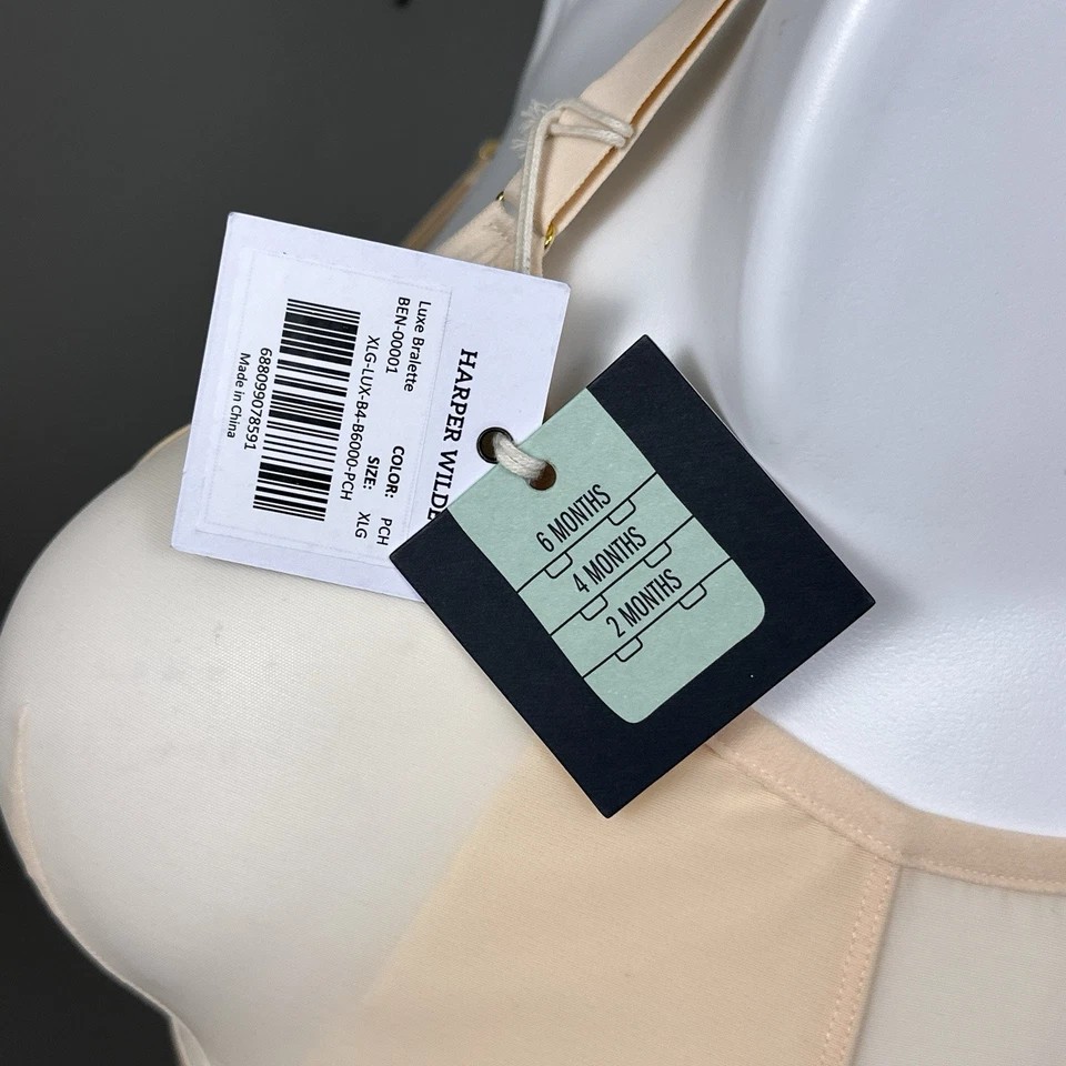 Nuevo Bralette Harper Wilde Luxe Talla XL Transparente ComfortMesh Triángulo Melocotón Sin Alambres Foto 3 de 4
