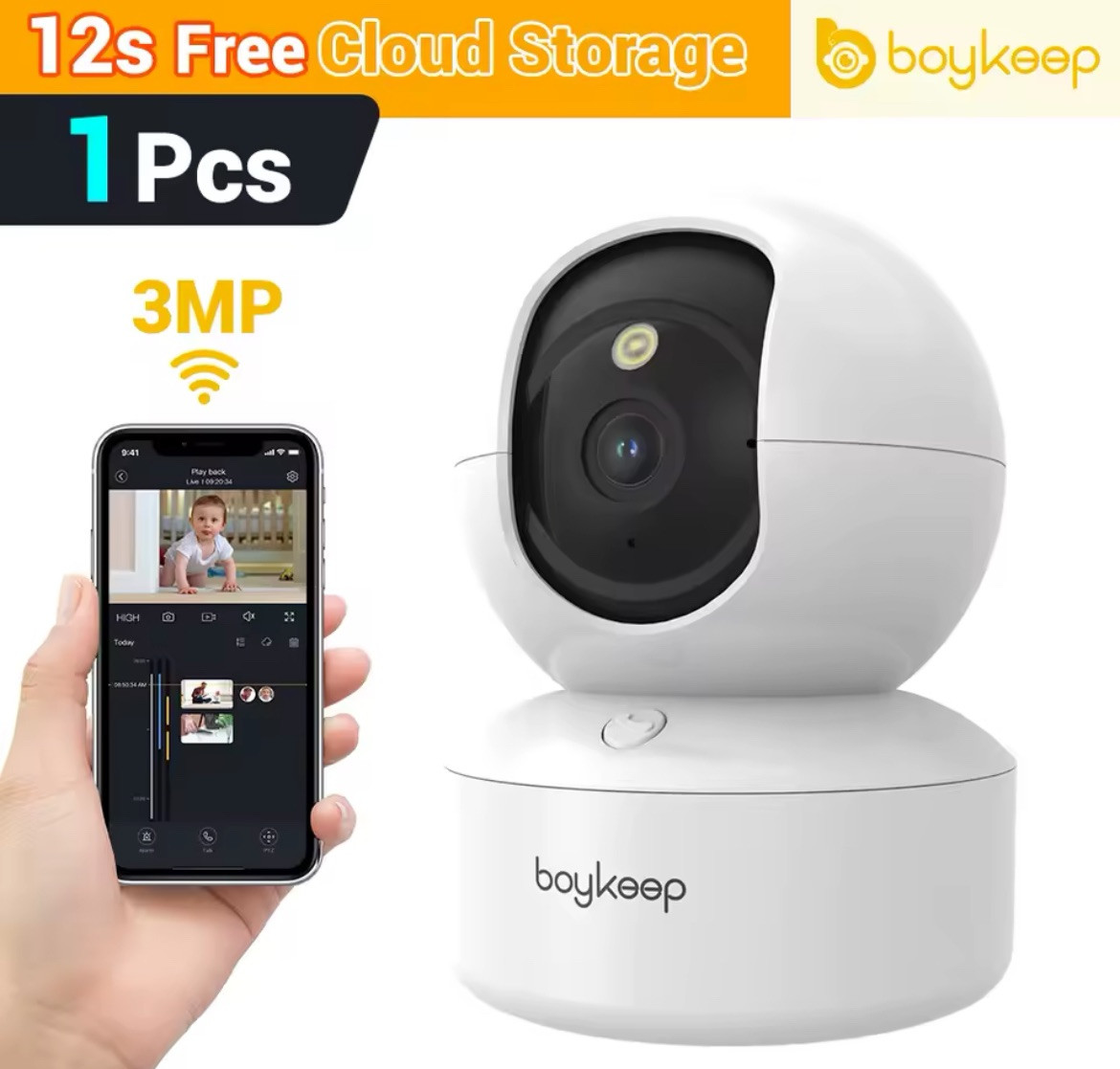 3MP 5G/2.4GHz WiFi Indoor Home Security IP Smart Baby Monitor Camera Automatic