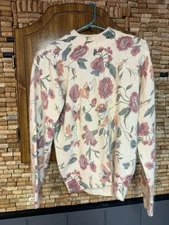 Vintage 90s Just Maggie Floral Silk/angora Blend Mock Neck Sweater Sz M Cottage