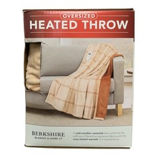 Berkshire Oversized Heated Throw with Auto Shut Off, 60"x70", Neutral