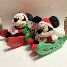 New Disney Mickey Mouse Minnie Sleigh Pals Light Music Plush Set Christmas
