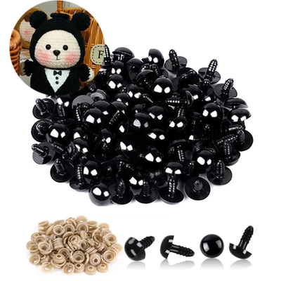 #ad #ad 100 Pcs Black Plastic Crochet Safety Eyes with Washers for 5 20mm Stuffed $12.99