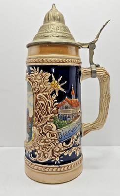 Gerz Germany Nurnberg Lidded Beer Stein #3733 ''Bier aus Stein schmecktfein''