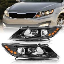 Headlight Black Amber Corner Driver&Passenger Side Lamps For 11 12 13 Kia Optima