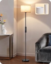 Dual Shades Floor Lamp with Foot Switch, Dimmable Floor Standing Lamp Black