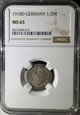 1918-D Germany 1/2 Mark NGC MS65 (015)