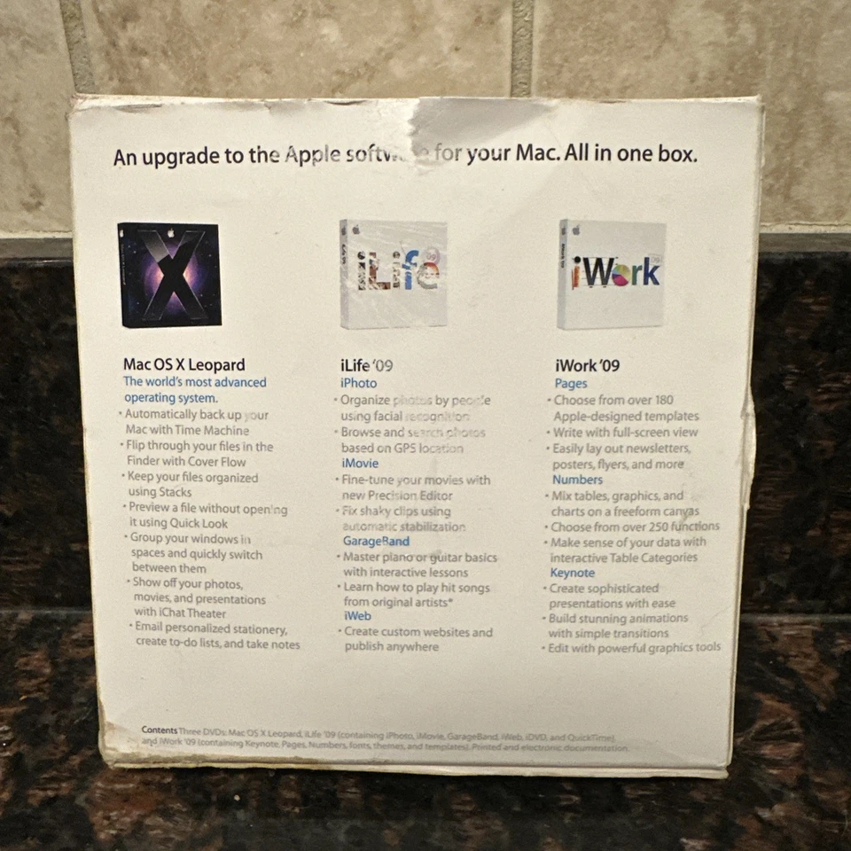 Apple Mac Box Set Mac OS X Leopard, iLife '09, and iWork '09 MB997Z/A -FREE SHIP - Image 2 of 3