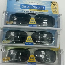 3 Solar Shield 52 RecA Clipon sunglasses Blk lens diamonds Guaranteed 2 Work