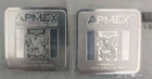 LOT OF 2 - 1 oz Silver Bar APMEX Square Series (Geiger Style)