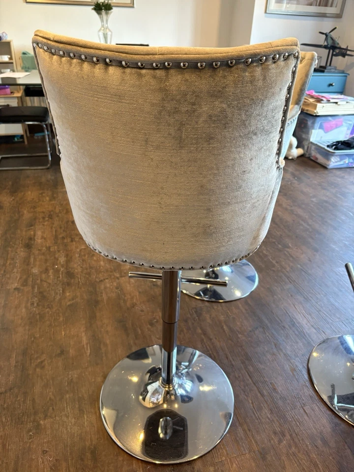 Mayfair Velvet Bar Stool x 3 - Image 4 of 4