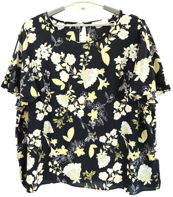 LOFT Women's Light Polyester Blouse Short Sleeve Floral Multicolor Size 26 PLUS