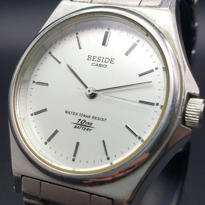 Casio BESIDE BES-103 Uhr 10 Bar Silber Quarz Herren Uhr Klassiker