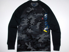 POLO RALPH LAUREN Men's Waffle Soft Light Thermal Pajama Camo Shirt, BLACK, GRAY