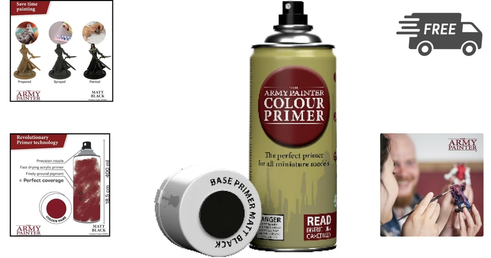 Acrylic Spray Primer Matt Black 400mL Miniatures Tabletop Boardgames - Image 2 of 4