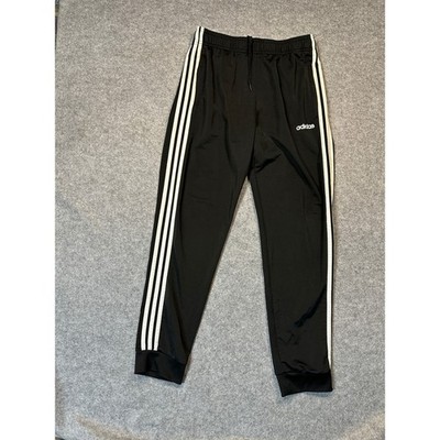 Adidas Mens Essentials 3-Stripe Track Pants Black White Joggers Large LH 00403