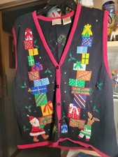 VINTAGE BOBBIE BROOKS UGLY CHRISTMAS SWEATER VEST LADIES L