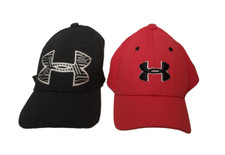 Under Armour Classic Fit Cap - Red/Black w/White Logo - Youth S/M Lot of 2