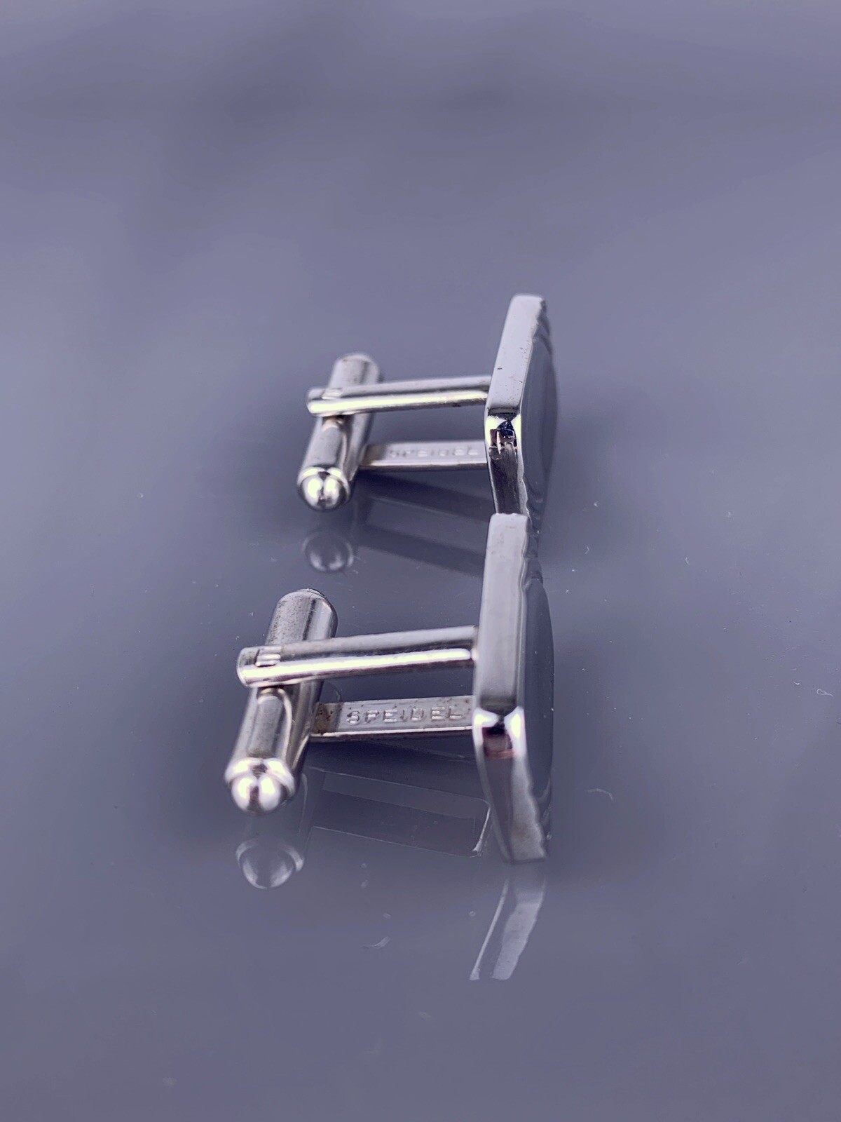 Simple Rectangle Polished Cufflinks Silver Tone S… - image 2