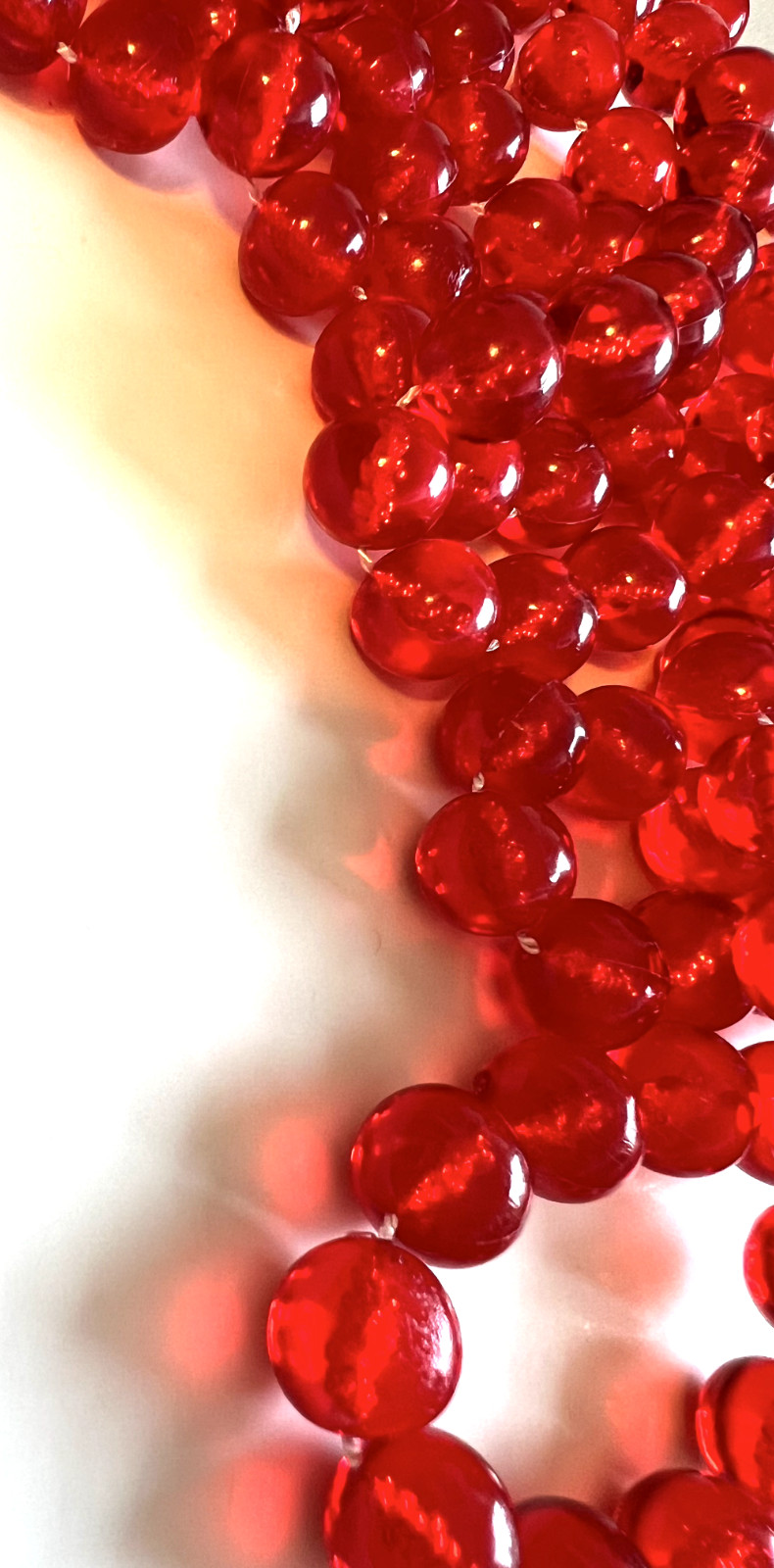 Transparent Ruby Red Acrylic Bead 72” Necklace 12… - image 2