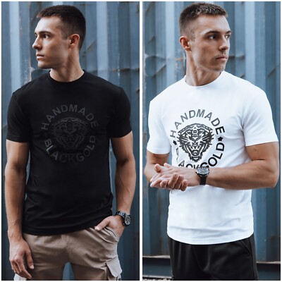 Herren T-Shirt Herrenshirt Rundhals Shirt mit Aufdruck Kurzarm Baumwolle DSTREET