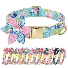 Cute Girl Dog Collars for Small Medium Large Dogs Multiple Floral Patterns Fe...