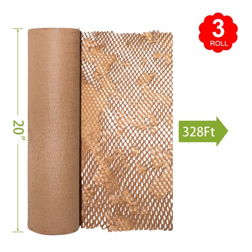 3Roll 20’’x328 Feet Honeycomb Packing Paper Wrap ECO for Moving Shipping Packing - Picture 2 of 7