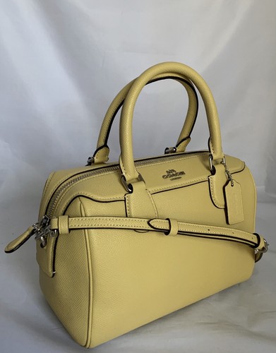 BOLSO DE MANO COACH F32202 MINI BENNETT DE CUERO GRANULADO SV/amarillo claro nuevo con etiquetas - Imagen 3 de 7