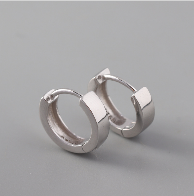 925 Sterling Silver Tiny Plain Huggie Hoop Earrings 10mm Inner Diameter 8mm A33