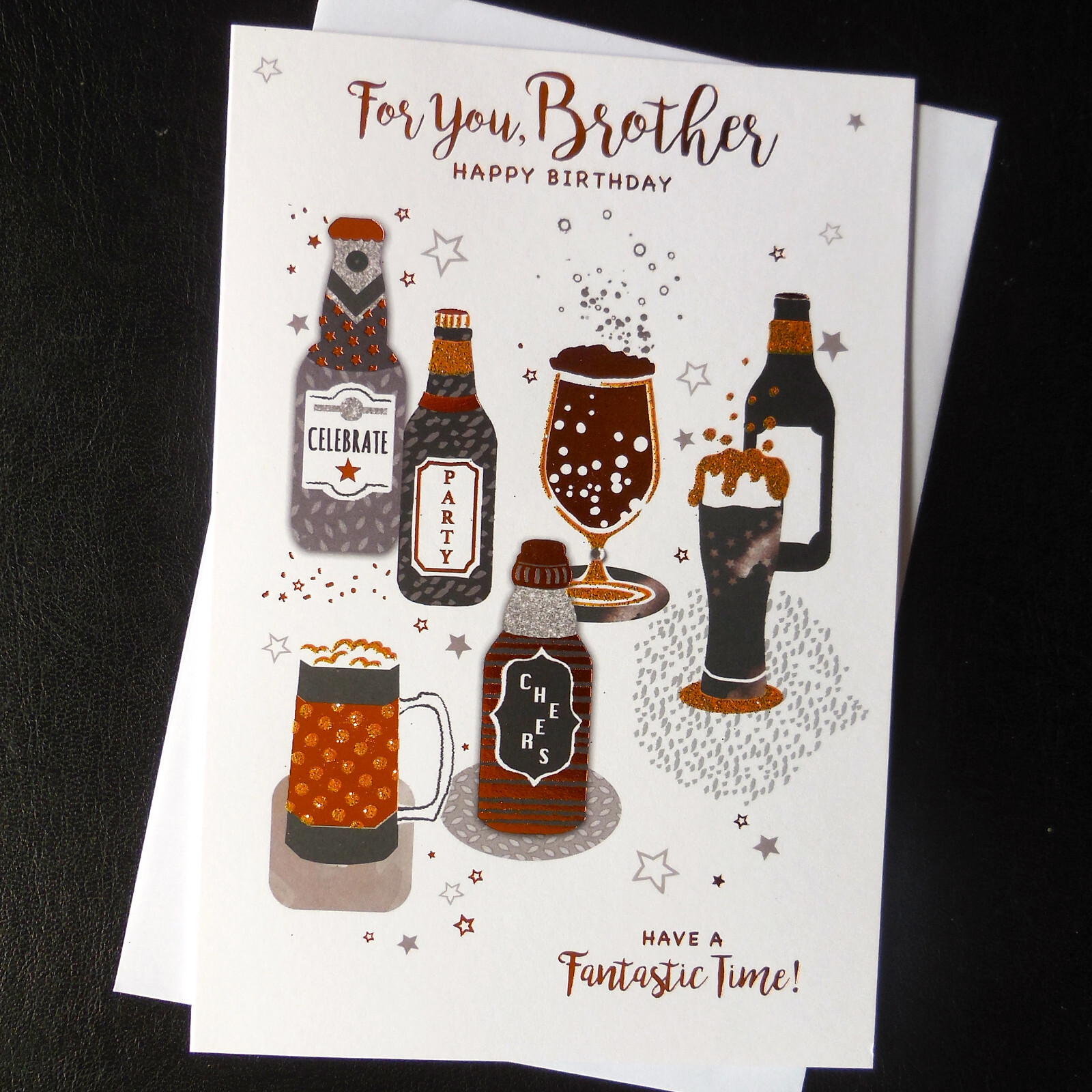 Brother Happy Birthday Card Male Beer Cheers Pub Man Lad