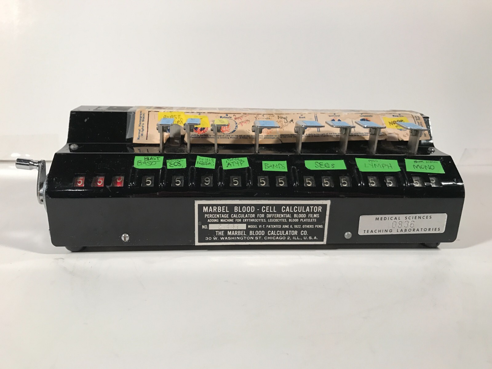 Vintage Marbel Blood - Cell Calculator Counter Model VI-T Patent 1922