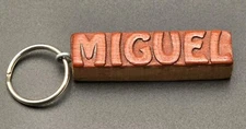 Keychain MIGUEL Personalized Custom Name Fob Wood Key Ring Unique Gift Idea