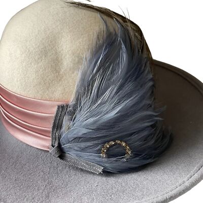 Vintage Gray Brim Hat With Rhinestone Detailing rhinestone church hat products for sale | eBay main image 4