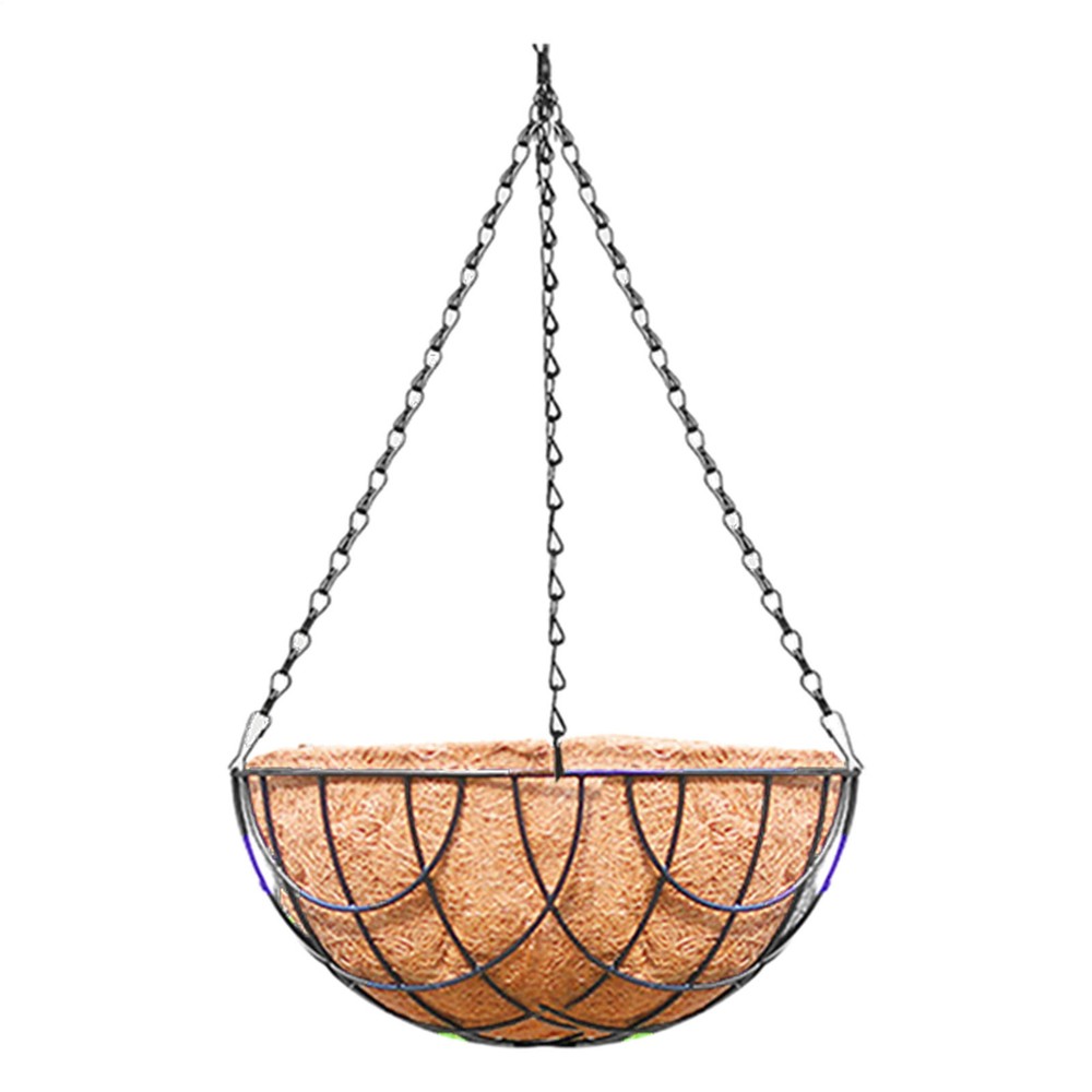 Metal Hanging Basket Planter with Coco Coir Liner for Outdoor Plants  