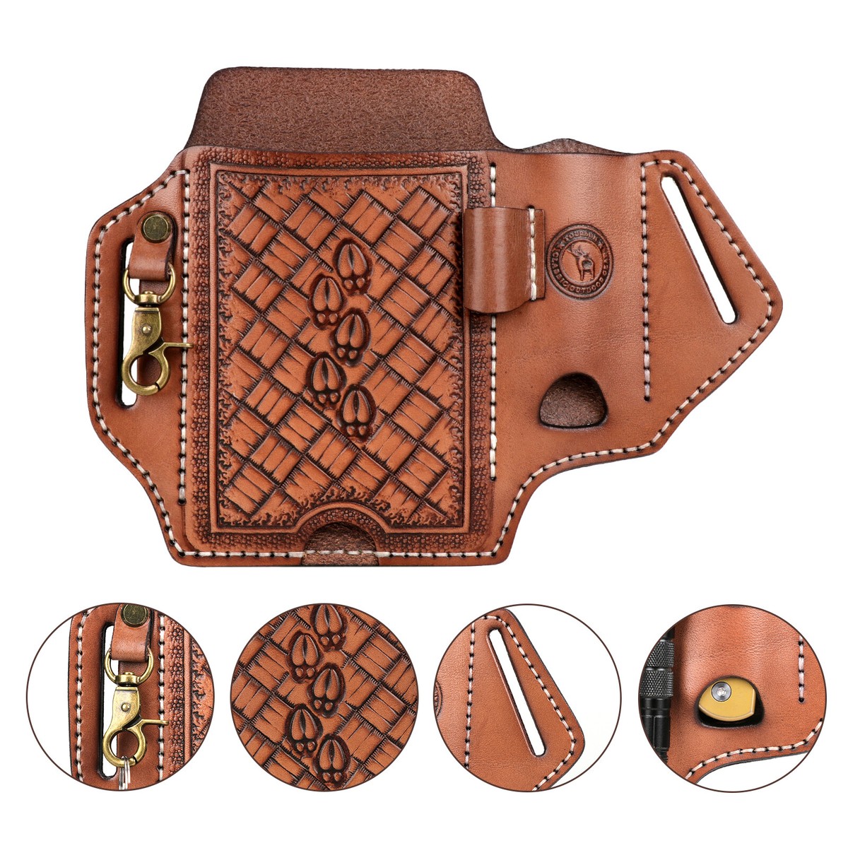Leather Cell Phone Case Knife Sheath Belt Carry Holder EDC 