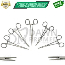 5 Pcs Mosquito Hemostat Forceps 3.5" Straight Set Surgical Dental Instruments