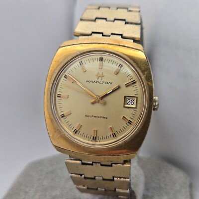 Vintage HAMILTON men's automatic watch Date cal.822 17Jewels swiss 1970s