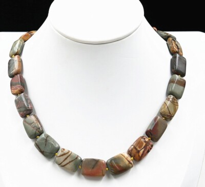 Natural 13x18 mm Multi-color Picasso Rectangle Bead Gemstones Necklace 17''