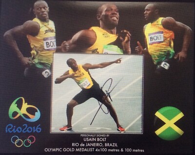 USAIN BOLT Athletics Running hand signed mounted frame NEW