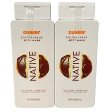 Native DUNKIN Donuts Boston Kreme Body Wash 18 fl oz Limited Edition 2 Pack